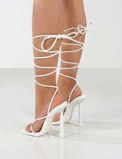 Lacey Wide Fit White PU Square Toe Strappy Lace Up Heels 7 Lacey Wide Fit White PU Square Toe Strappy Lace Up Heels -Chic Footwear Shop 0000 LACEY WHITE PU3 7d05a791 2aca 4138 82c9 8ce3d5e5bde8