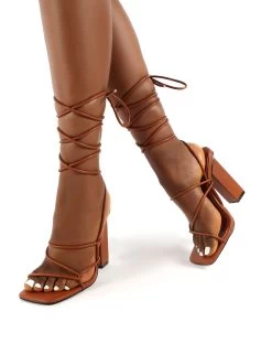 Mollie Tan Pu Wide FIt Lace Up Block Heels -Chic Footwear Shop 0001 MOLLIE TAN PU3