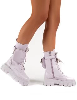 Intention Lilac Wide Fit Chunky Sole Pouch Ankle Boots -Chic Footwear Shop 0002 INTENTION LILACWF PU 0