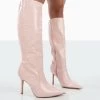 Rosalie Wide Fit Pink Croc Heeled Pointed Toe Knee High Boots -Chic Footwear Shop 00031 f2e56268 b0be 43ef 8c61 b43a04155aa3