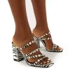 Kalia Wide Fit Zebra Block Heel Strappy Mules -Chic Footwear Shop 0003 KALIAWF ZEBRA PU1