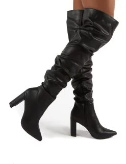 Theirs Black Wide Fit PU Over The Knee Boots -Chic Footwear Shop 0004 THEIRS BLK PU 1aafda37 1ed8 4c41 ac7a fedd3532e23b