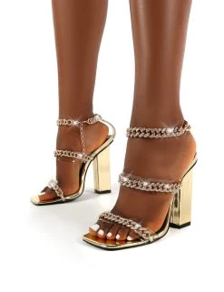 Celebrity Gold Wide Fit Diamante Chain Block Heels -Chic Footwear Shop 0005 CELEBRITY GOLD PU3 61e188a6 eaaf 43e6 bac1 5aae30b0723a