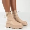 Finale Wide Fit Nude Chunky Sole Ankle Wrap Boots
