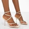 Back Up White Pu Square Toe Strappy Mid Heels -Chic Footwear Shop 00073copy
