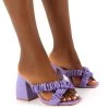 Elsa Wide Fit Lilac PU Ruched Block Heeled Mules -Chic Footwear Shop 0007 ELSA LILAC PU1