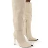 Forgive Stone Pu Wide Fit Heeled Knee High Boots