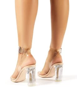 Talk Wide Fit Nude Patent Clear Perspex Block Heels -Chic Footwear Shop 0010 talk nude pat 2 1