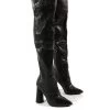 Hometown Wide Fit Black Croc Over The Knee Heeled Boots -Chic Footwear Shop 0011 HOMETOWN BLK PU1 df95bd56 a26e 43c8 9b83 b81a039e41fc