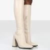 Caryn Stone Pu Wide Fit Knee High Heeled Boot