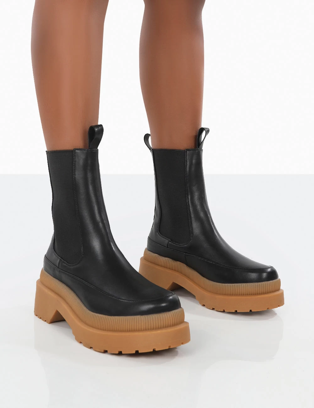 Rise Black Chunky Rubber Sole Chelsea Boots 3 Rise Black Chunky Rubber Sole Chelsea Boots