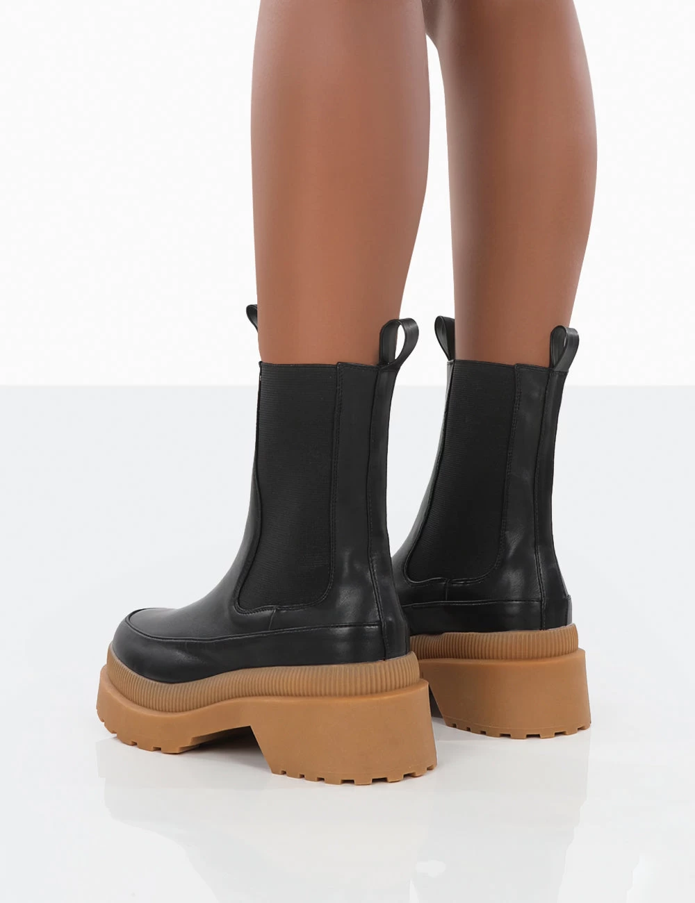 Rise Wide Fit Black Platform Chunky Rubber Sole Chelsea Boots 4 Rise Wide Fit Black Platform Chunky Rubber Sole Chelsea Boots - Image 2