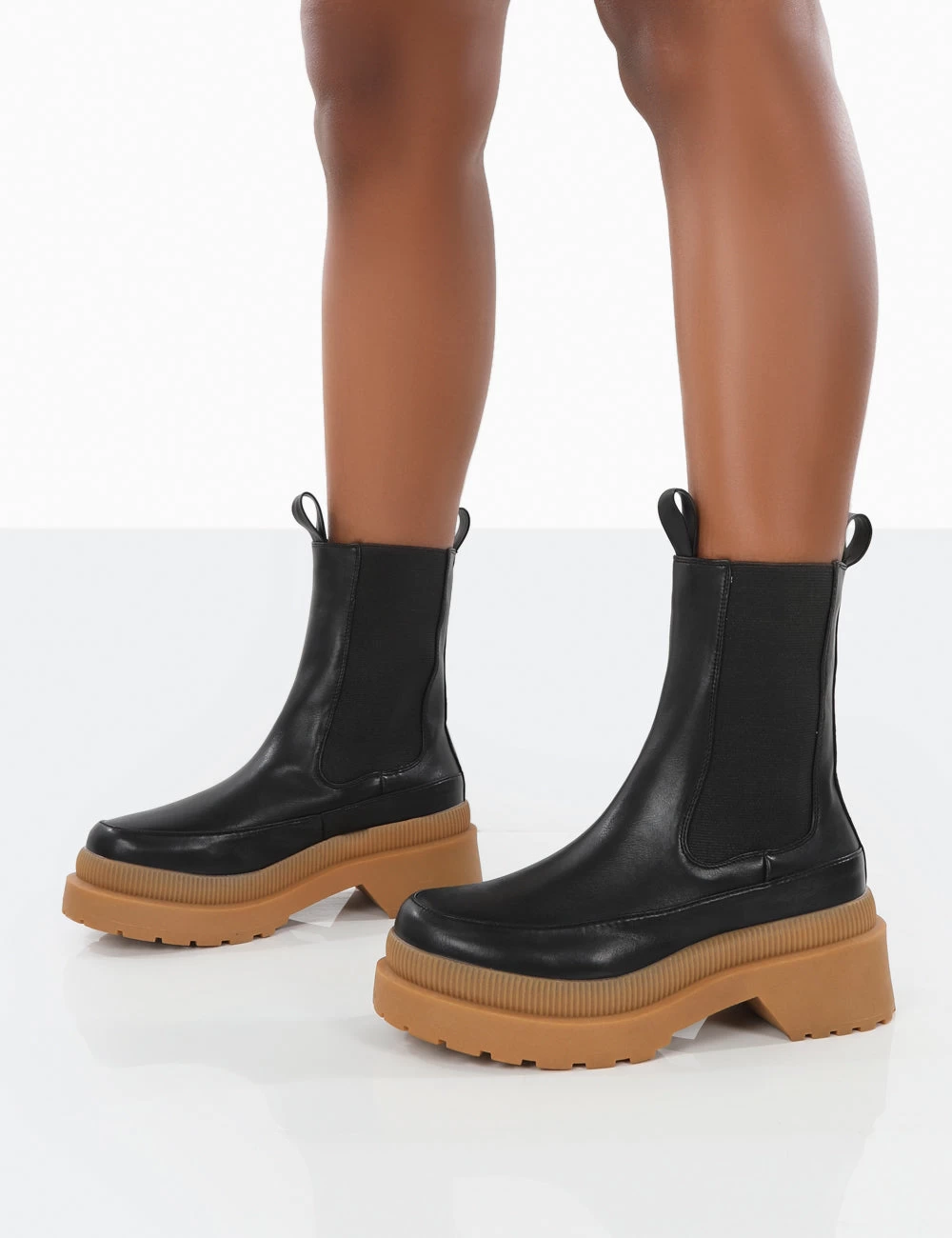 Rise Black Chunky Rubber Sole Chelsea Boots 5 Rise Black Chunky Rubber Sole Chelsea Boots - Image 3