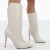 Lisel Ecru PU Pointed Toe Stiletto Heeled Ankle Boots -Chic Footwear Shop 0017 33788297 10ea 41cc 9d8f 87d1923b9ded