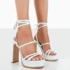 Gimme Gimme Baby Blue Iridescent PU Strappy Lace Up Block Heels -Chic Footwear Shop 00181 b690d7d2 2ad4 493a 8fbb 434f4ad9fa78