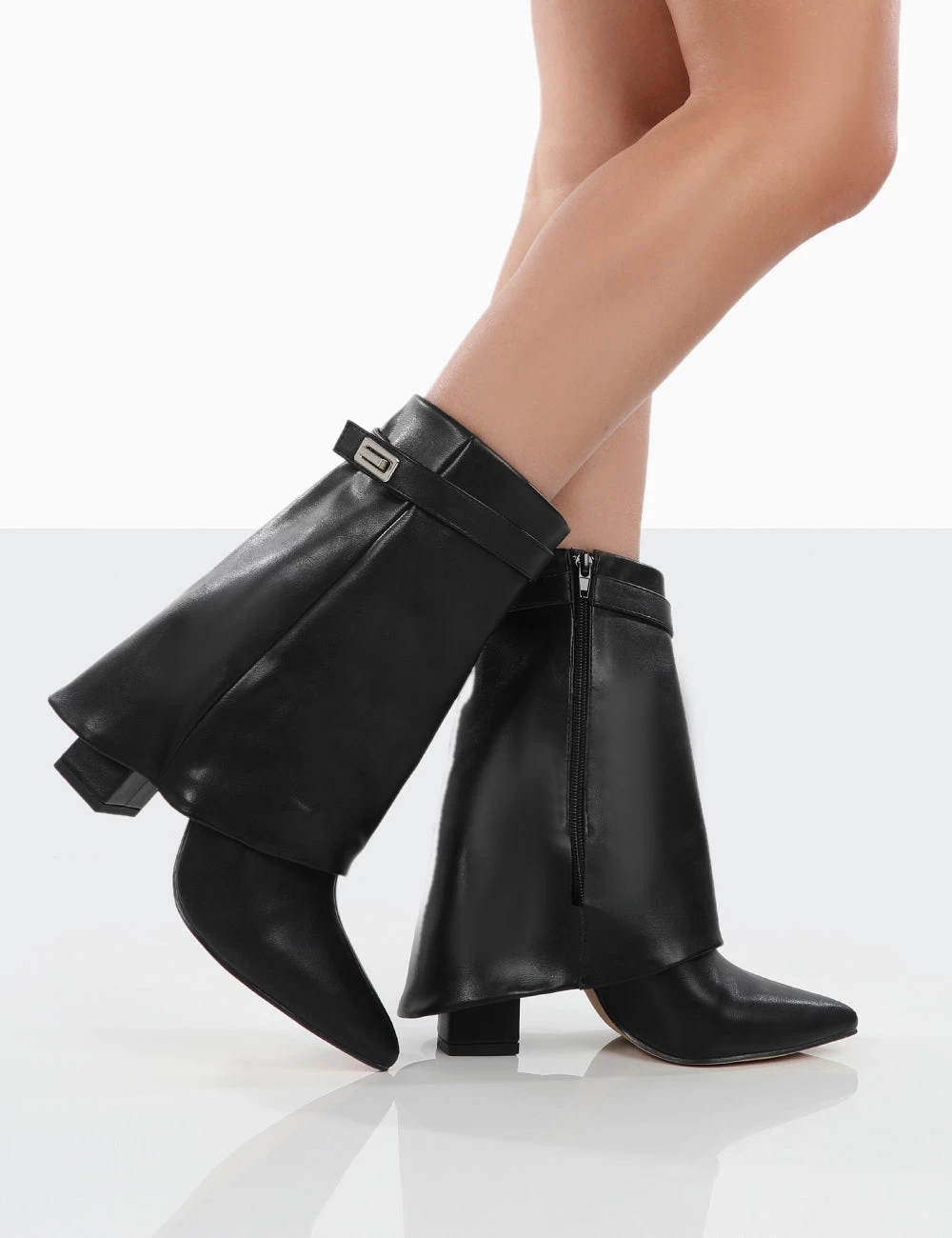 Fyre Wide Fit Black Pointed Toe Block Heeled Ankle Boots 5 Fyre Wide Fit Black Pointed Toe Block Heeled Ankle Boots - Image 3
