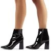 Empire Wide Fit Black Patent Pointed Toe Ankle Boots -Chic Footwear Shop 0029 empire blk wf pu 3