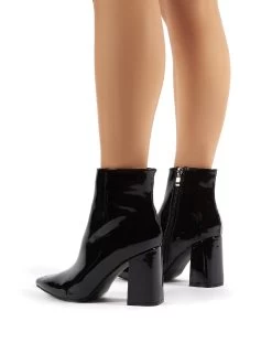 Empire Wide Fit Black Patent Pointed Toe Ankle Boots -Chic Footwear Shop 0030 empire blk wf pu 2