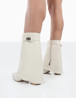 Fyre Wide Fit Ecru Pointed Toe Block Heeled Ankle Boots -Chic Footwear Shop 0034 a6ce25cc 770b 4fb5 a2f5 e9c66a9859e0