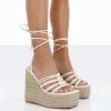 Chakkra Ecru PU High Heeled Sandal Espadrilles Wedges -Chic Footwear Shop 0049 3d092449 cc7a 4d0a 80a0 6b45a8f486c4