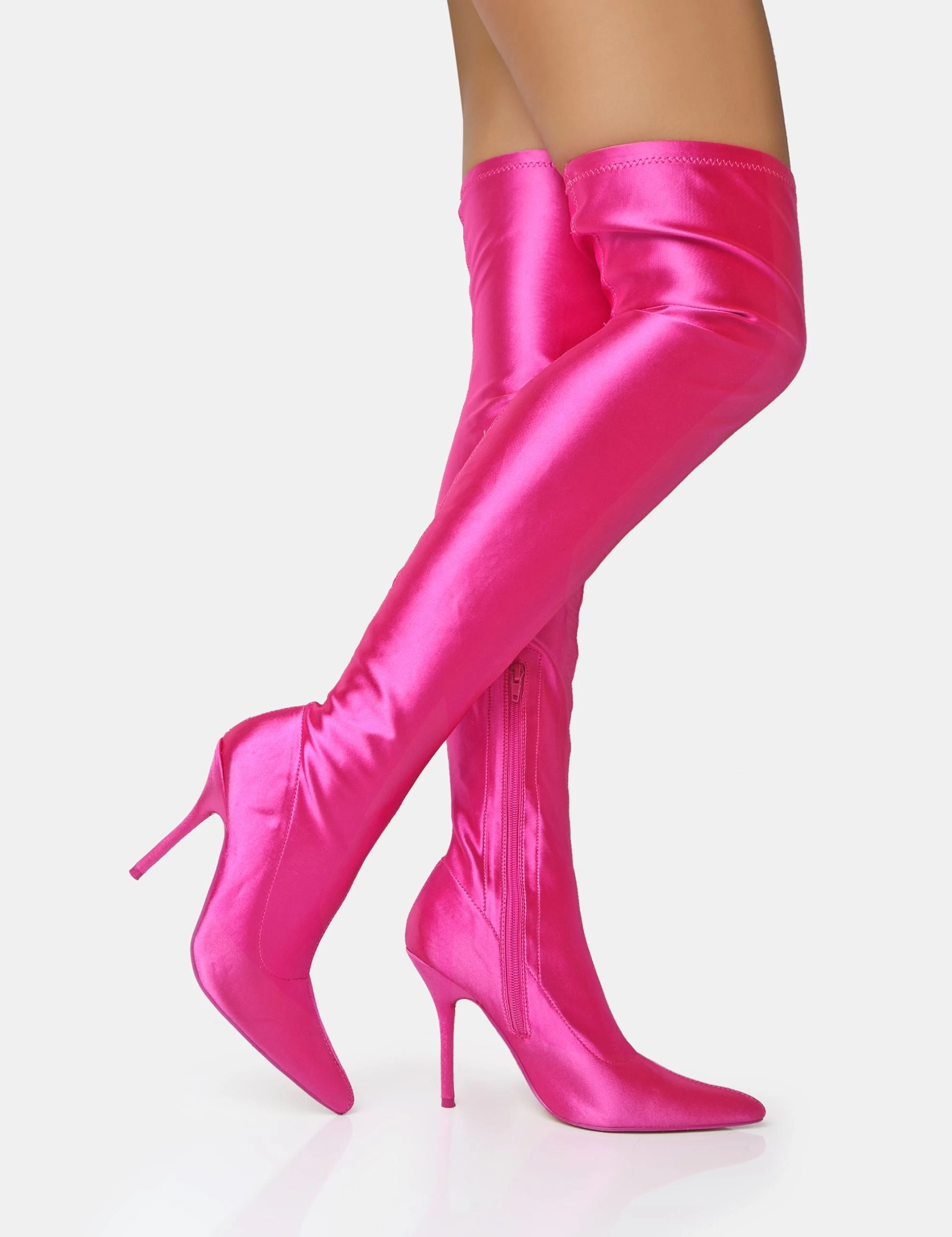 Instinct Pink Lycra Pointed Toe Stiletto Thigh High Boots 5 Instinct Pink Lycra Pointed Toe Stiletto Thigh High Boots - Image 3