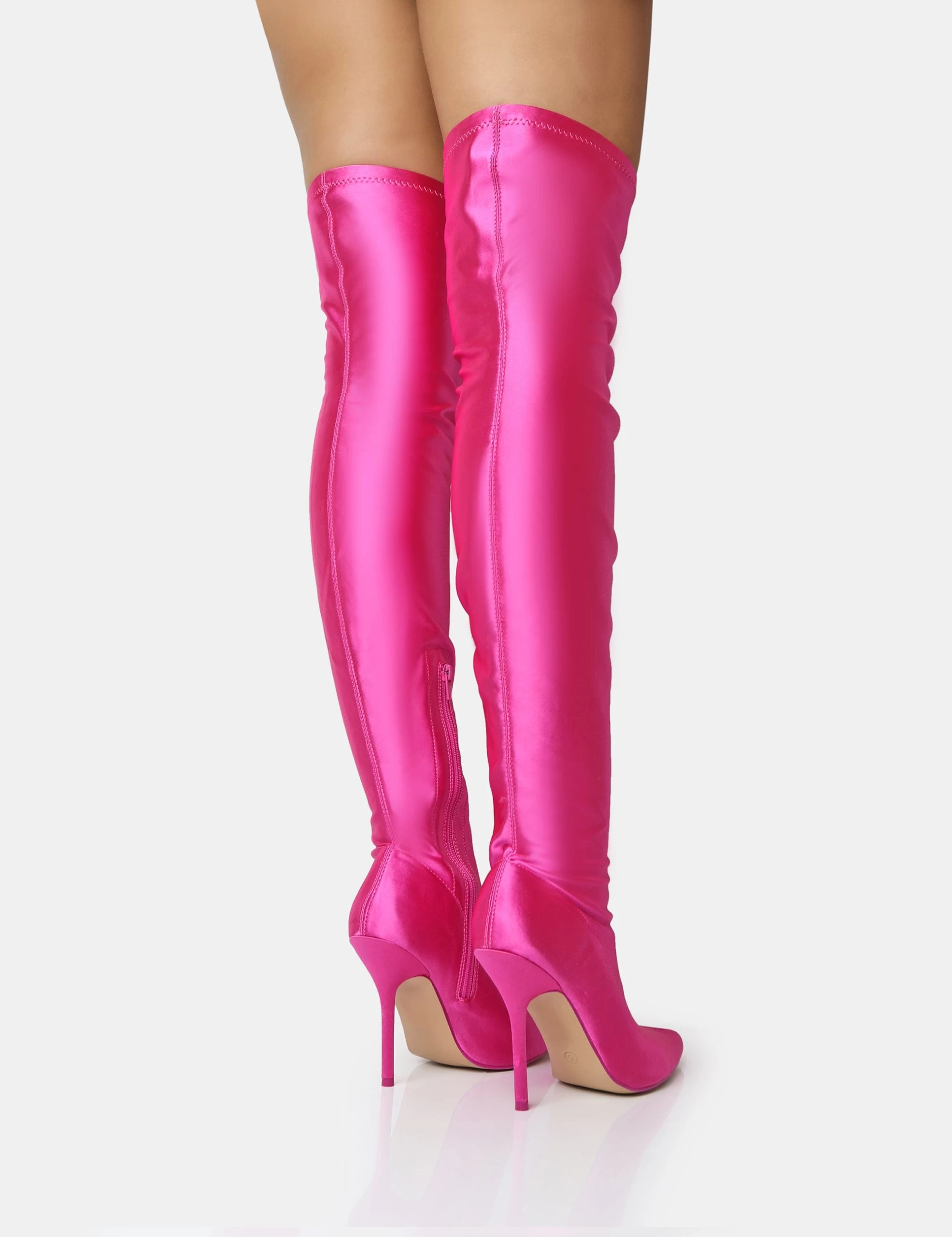 Instinct Pink Lycra Pointed Toe Stiletto Thigh High Boots 4 Instinct Pink Lycra Pointed Toe Stiletto Thigh High Boots - Image 2