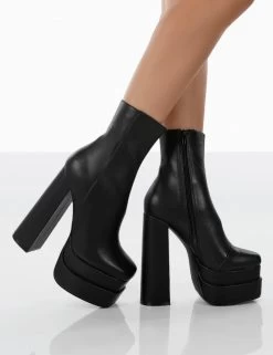 Supine Wide Fit Black Pu Chunky Platform High Heeled Block Ankle Boots 9 Supine Wide Fit Black Pu Chunky Platform High Heeled Block Ankle Boots -Chic Footwear Shop 13.1000014 e9b6ae05 fe9f 4399 b5cb 9ca34b023b4c