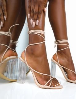 Clara Nude Pu Strappy Lace Up Round Toe Clear Perspex Heels -Chic Footwear Shop 15 fbed02f7 9fd7 4174 b9f4 5a10ee15ce22