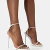 Evan White PU Diamante Barely There Square Toe Stiletto Heels -Chic Footwear Shop 1 0ecc9b27 549f 4295 93d4 2fb8d95e8480