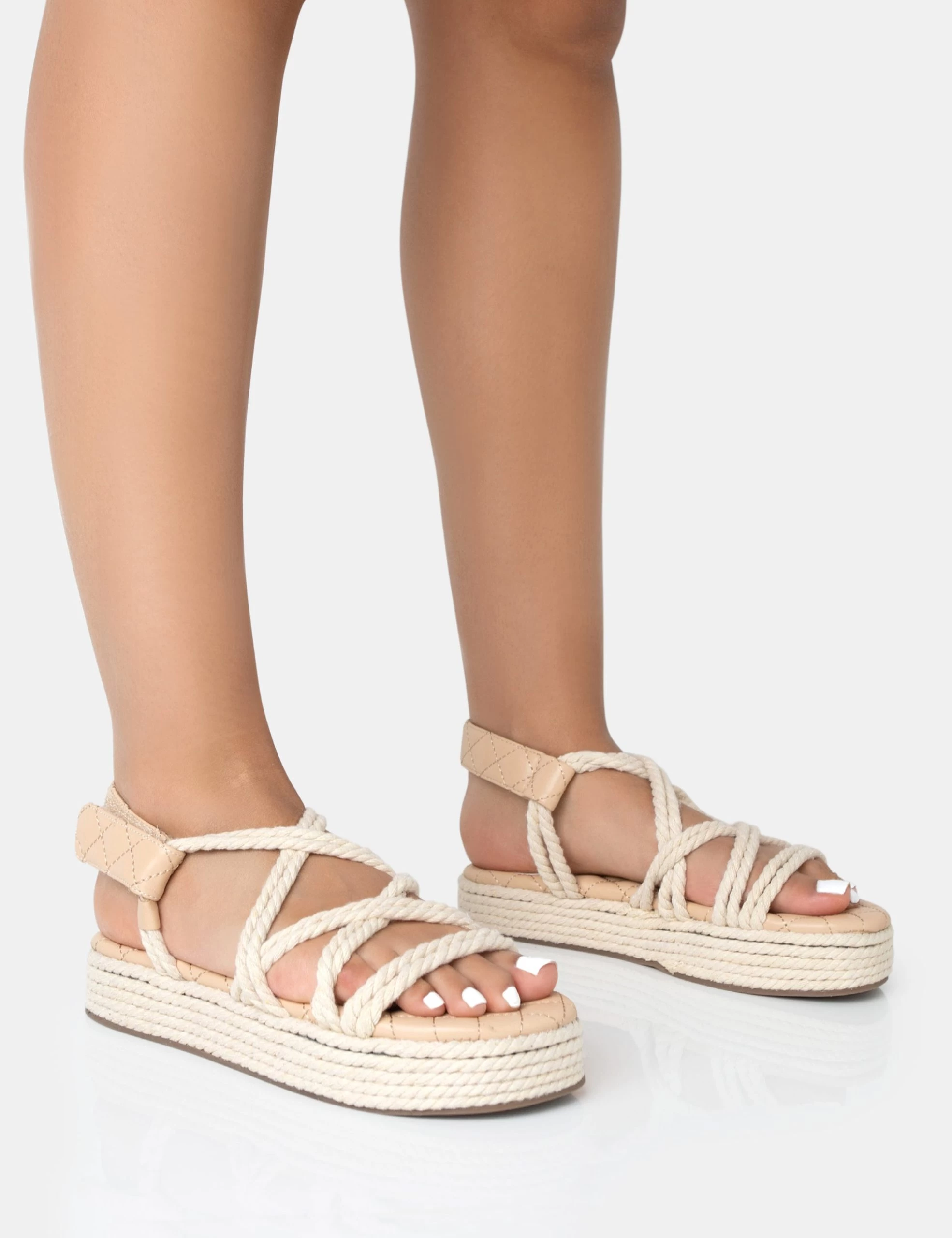 Duffy Wide Fit Ecru Rope Flat Dad Sandals 3 Duffy Wide Fit Ecru Rope Flat Dad Sandals