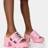 Oslo Pink Buckle Mule Platform Mid Heel Sandals 1 Oslo Pink Buckle Mule Platform Mid Heel Sandals -Chic Footwear Shop 2771A2618copy