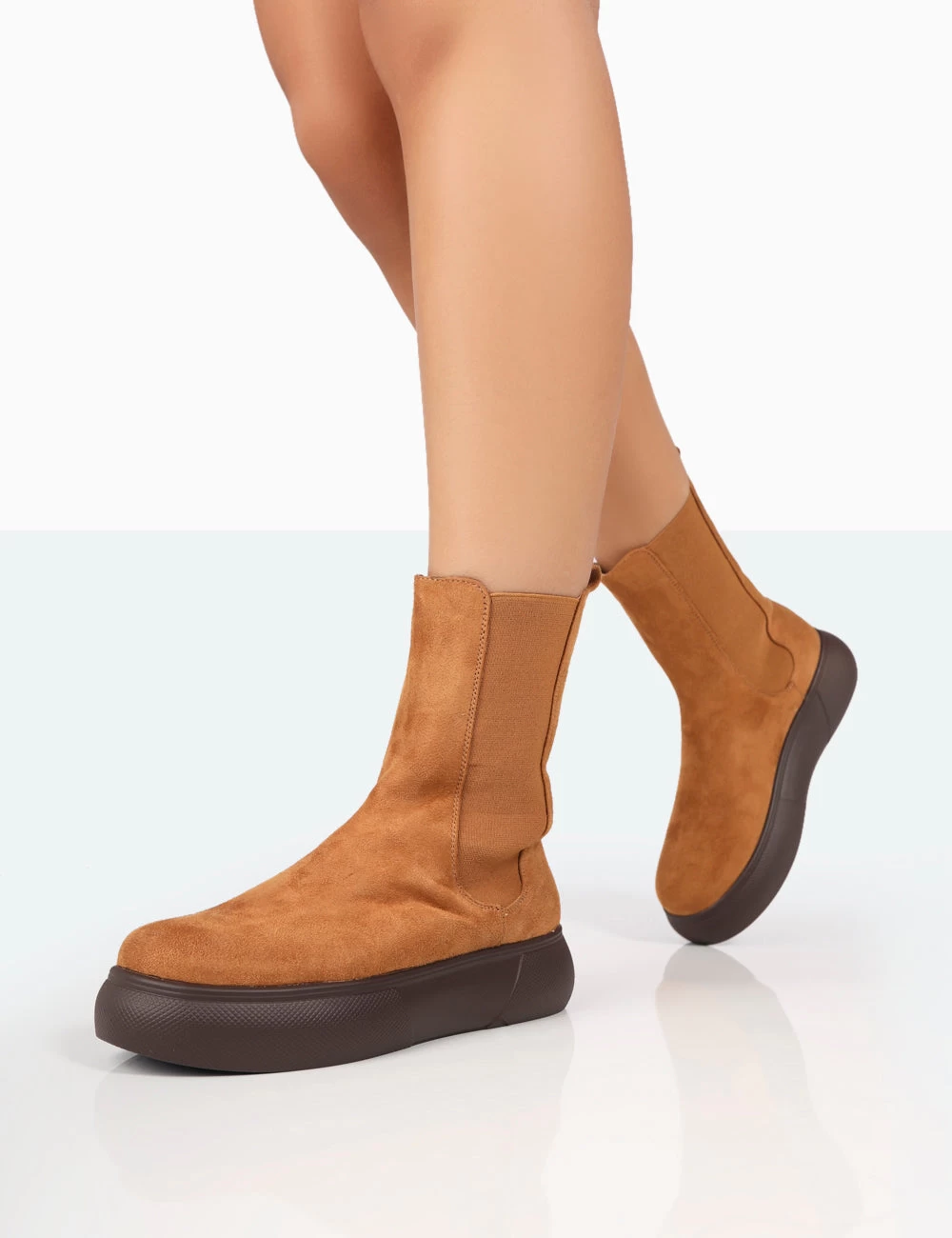 Pisa Tan Chunky Rubber Sole Chelsea Boots 4 Pisa Tan Chunky Rubber Sole Chelsea Boots - Image 2