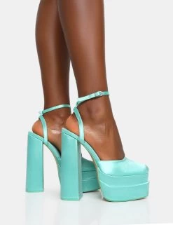 Moonchild Turquoise Satin Closed Toe Statement Platform Block Heels 11 Moonchild Turquoise Satin Closed Toe Statement Platform Block Heels -Chic Footwear Shop 2 9074b5ef 83b9 4fae 9169 74edaedda568