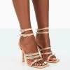 Lindsey Nude Pu Strappy Square Toe Stiletto Heels -Chic Footwear Shop 31.08PDECOM0777