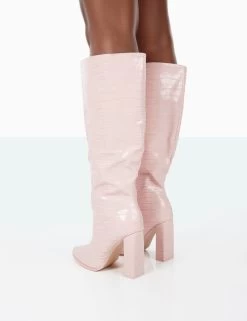 Posie Wide Fit Baby Pink Croc PU Knee High Block Heel Boots 8 Posie Wide Fit Baby Pink Croc PU Knee High Block Heel Boots -Chic Footwear Shop 31.08PDECOM0816 38976a76 eb8b 4edf 900c 84512f1f53ea