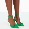 Karlie Green Pu Bow Studded Pointed Court Stiletto Heels -Chic Footwear Shop 31.08PDECOM0822