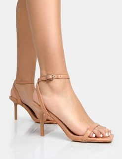 Yara Nude Pu Barely There Mid Stiletto Heels -Chic Footwear Shop 3 e388115d 918a 4836 8a5c c78aa13dc3c0