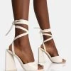 Mojito Wide Fit Ecru Pu Lace Up Pyramid Block Heels -Chic Footwear Shop 4IMG 1190copy