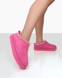 Tamsin Pink Faux Suede Embroidered Slipper Boots -Chic Footwear Shop 4 e9242214 81a6 44dc a17b c825797381f1