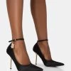 Lotty Black Satin Padlock Ankle Detail Pointed Court Stiletto Heels -Chic Footwear Shop 6 145384e9 a0a1 4968 946b 9de982ba2cc8