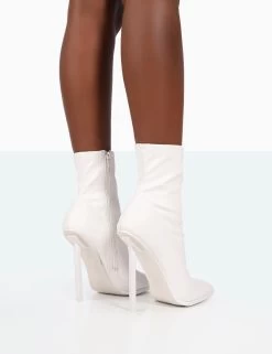 Pippa White Sock High Heeled Ankle Boots -Chic Footwear Shop 771A0020