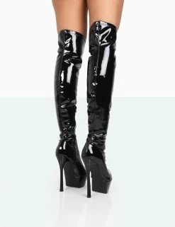 Trixie Black Patent Stiletto Platform Over The Knee Boots 9 Trixie Black Patent Stiletto Platform Over The Knee Boots -Chic Footwear Shop 771A0071