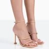 Kallipo Wide Fit Nude Pu Strappy Square Toe Heels