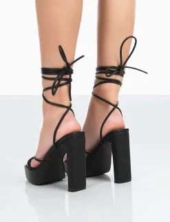 Bring It Wide Fit Black Pu Square Toe Lace Up Strappy Platform Thin Block Heels 8 Bring It Wide Fit Black Pu Square Toe Lace Up Strappy Platform Thin Block Heels -Chic Footwear Shop 771A0237 80d6107d 0ce0 499a 9062 372b841be009