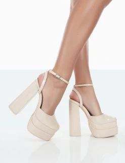 Moonchild Wide Fit Ecru Patent Closed Toe Statement Platform Block Heels 8 Moonchild Wide Fit Ecru Patent Closed Toe Statement Platform Block Heels -Chic Footwear Shop 771A0332