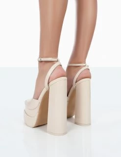 Moonchild Wide Fit Ecru Patent Closed Toe Statement Platform Block Heels 7 Moonchild Wide Fit Ecru Patent Closed Toe Statement Platform Block Heels -Chic Footwear Shop 771A0335