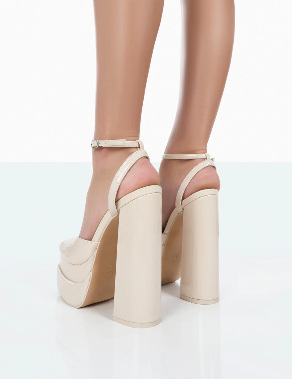 Moonchild Wide Fit Ecru Patent Closed Toe Statement Platform Block Heels 4 Moonchild Wide Fit Ecru Patent Closed Toe Statement Platform Block Heels - Image 2