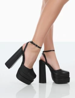 Moonchild Black Pu Closed Toe Statement Platform Block Heels 8 Moonchild Black Pu Closed Toe Statement Platform Block Heels -Chic Footwear Shop 771A0337