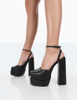 Moonchild Black Pu Closed Toe Statement Platform Block Heels 9 Moonchild Black Pu Closed Toe Statement Platform Block Heels -Chic Footwear Shop 771A0340