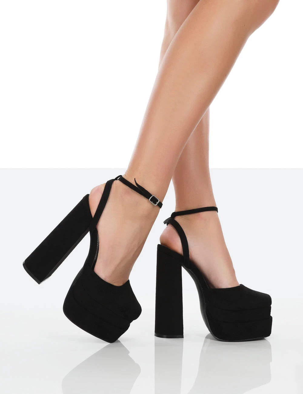 Moonchild Wide Fit Black Faux Suede Closed Toe Statement Platform Block Heels 5 Moonchild Wide Fit Black Faux Suede Closed Toe Statement Platform Block Heels - Image 3